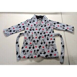 Toddler Mickey Mouse Robe Size 3T Gray Disney Cozy Warm Bath Fleece